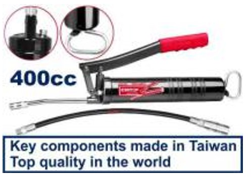 Heavy-Duty Grease Gun 400CC, 4500psi, Steel Tube Aluminum, High Pressure Hose